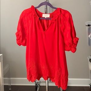 The Great embroidered silk blouse